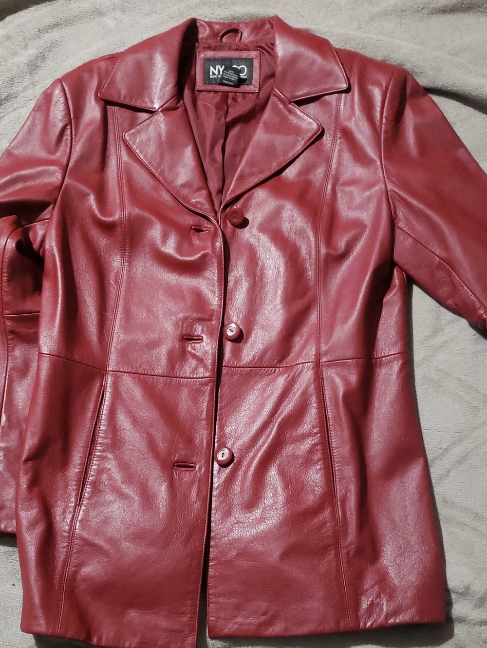 New York & Company Red  Leather Button-Up Women's Jacket